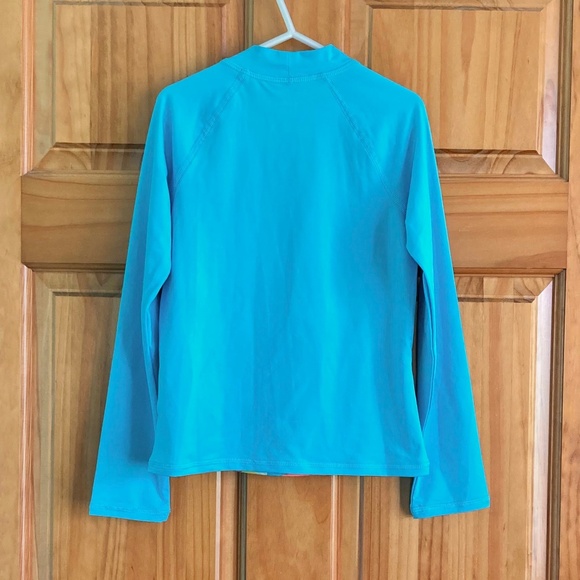 Girl’s size 6-7 Lands’ End long sleeved colorful rash guard, modest swim shirt - Picture 3 of 6